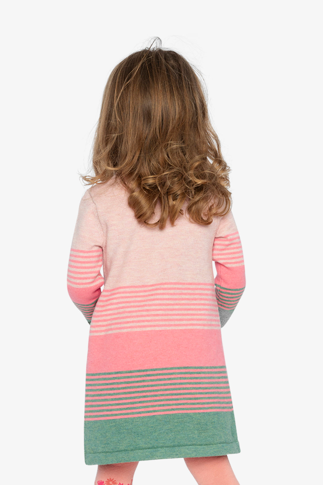 Knitted Stripe Dress Very Pale Pink And Green
