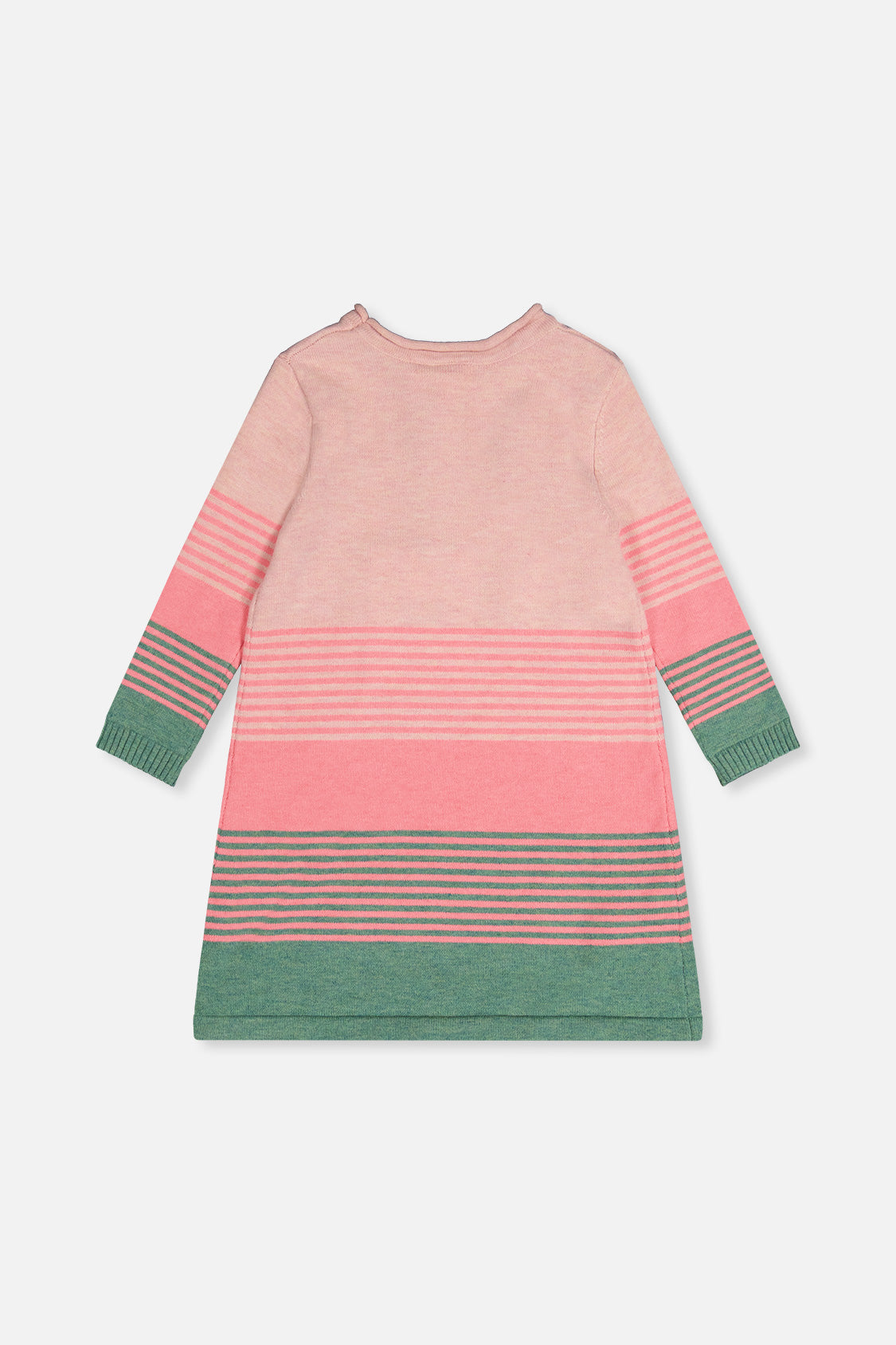 Knitted Stripe Dress Very Pale Pink And Green