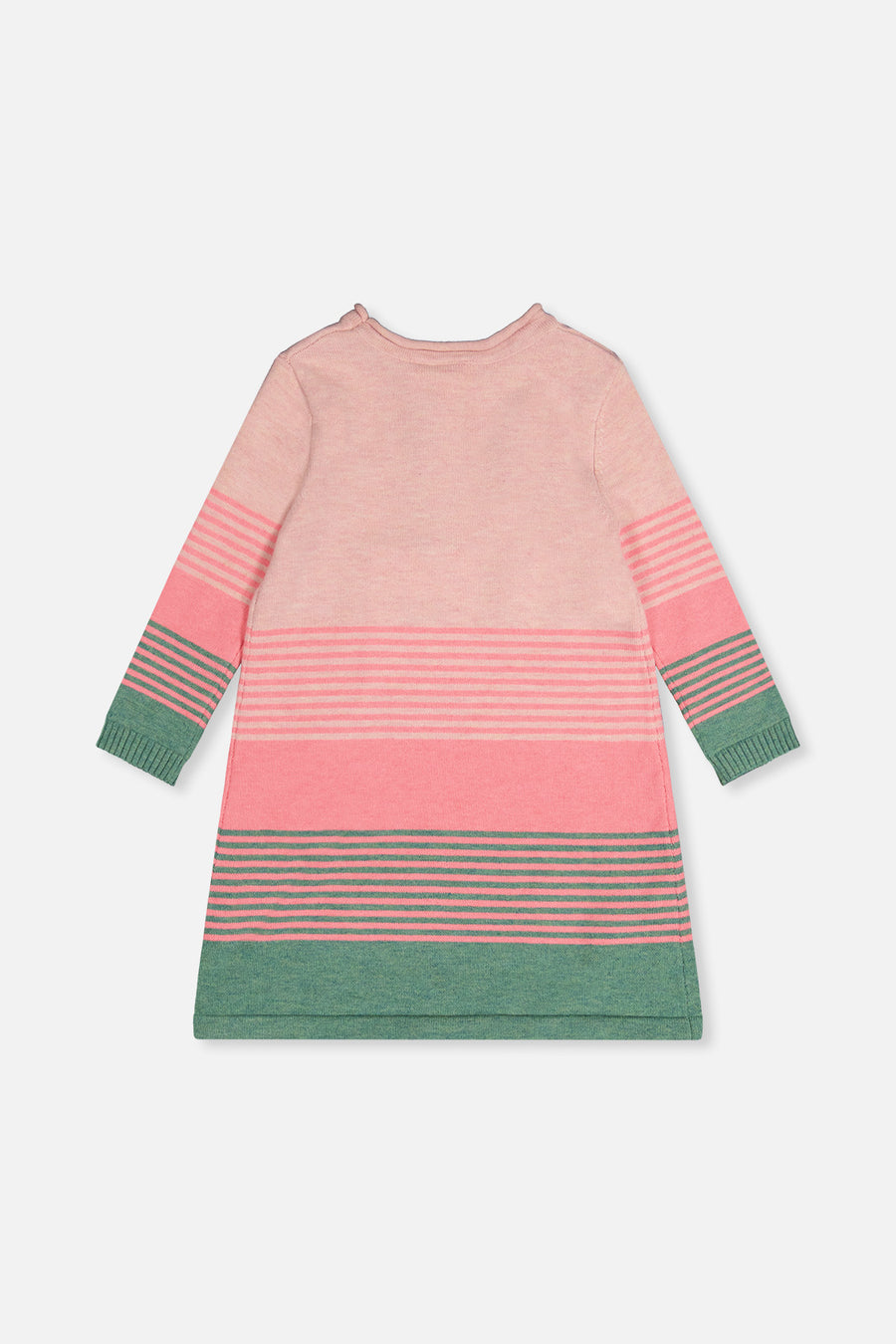 Knitted Stripe Dress Very Pale Pink And Green
