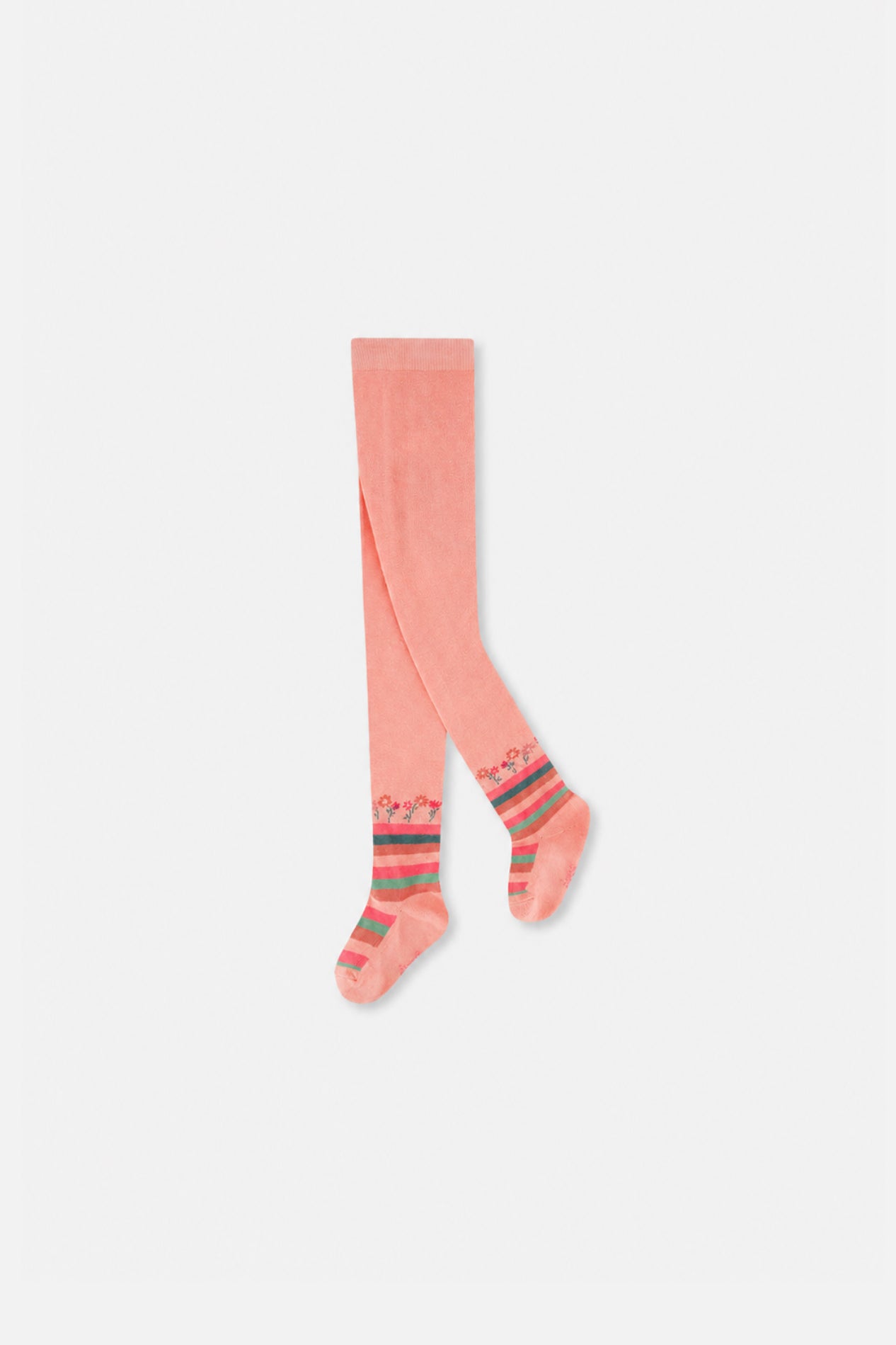 Collants en tricot rose très pâle et vert pour bébé