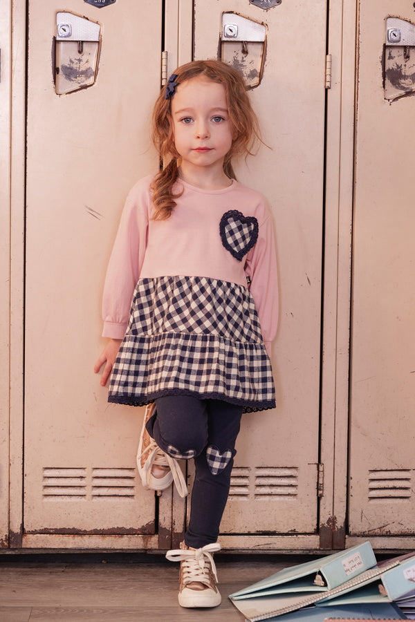 Tunic And Leggings Set Pale Dusty Pink And Navy