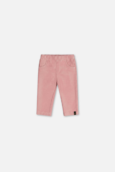 Baby-Stretch-Velours-Treggings in blassem staubigem Rosa
