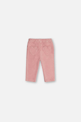 Baby-Stretch-Velours-Treggings in blassem staubigem Rosa