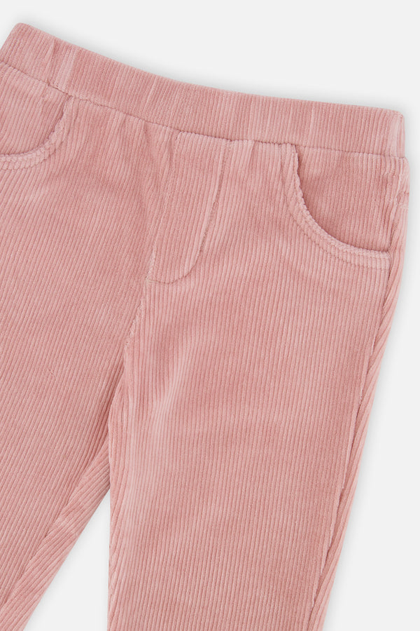 Baby-Stretch-Velours-Treggings in blassem staubigem Rosa