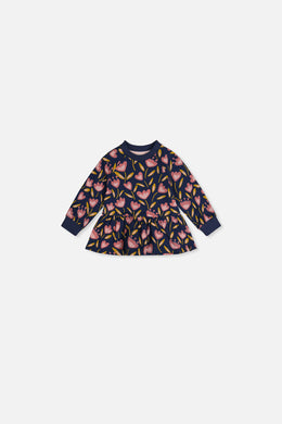 Baby French Terry Top Blue Tulip Print