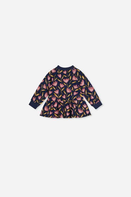 Baby French Terry Top Blue Tulip Print