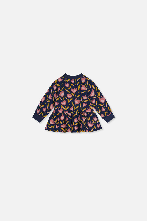 Baby French Terry Top Blue Tulip Print