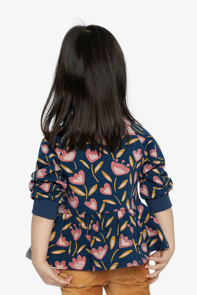 French Terry Top Blue Tulip Print