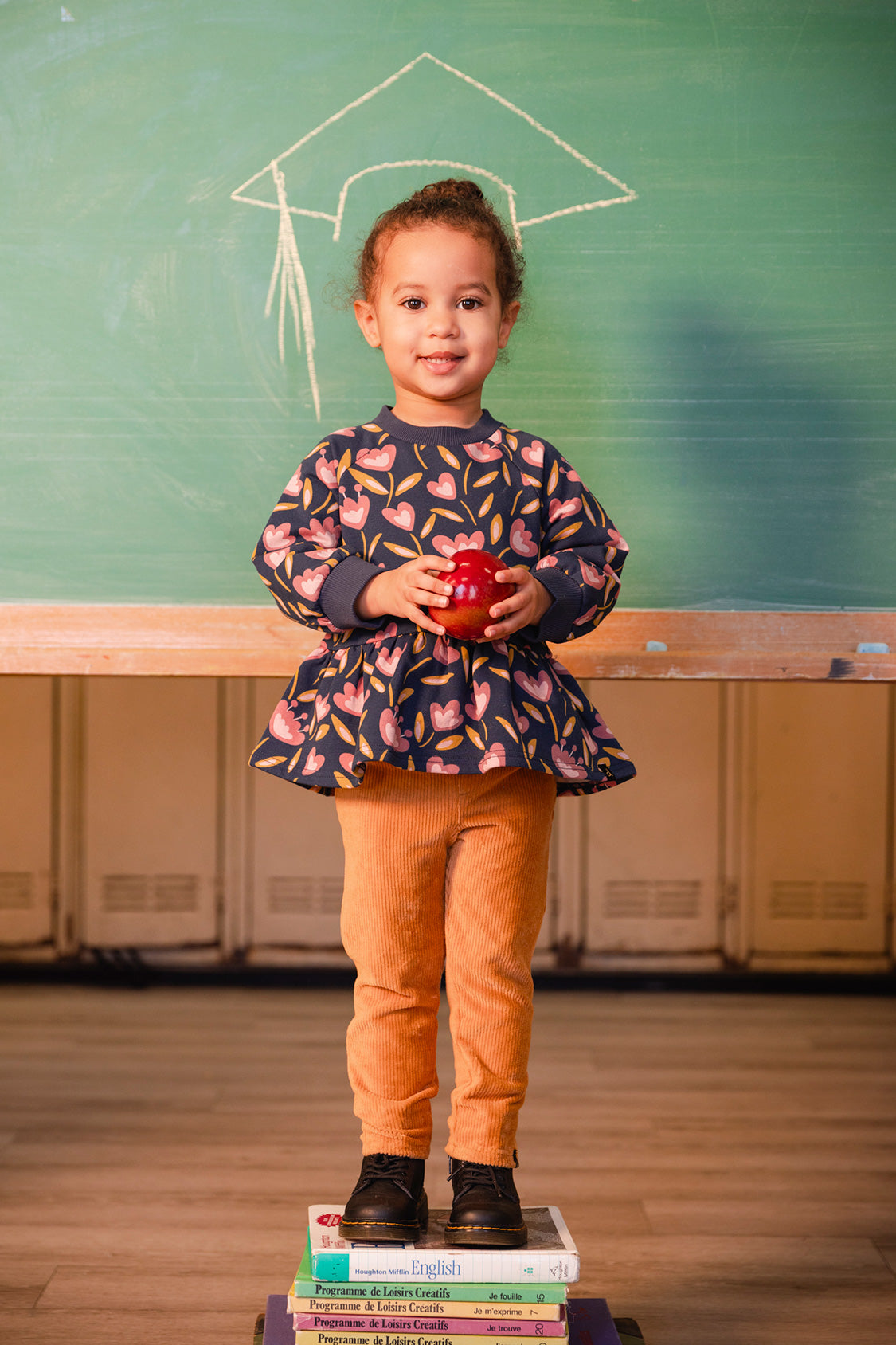 French Terry Top Blue Tulip Print