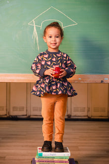 French Terry Top Blue Tulip Print