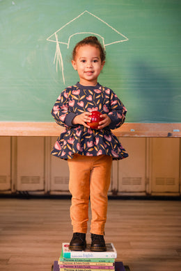 French Terry Top Blue Tulip Print