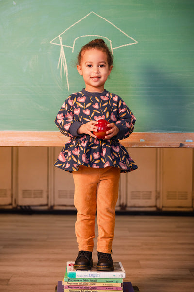 French Terry Top Blue Tulip Print