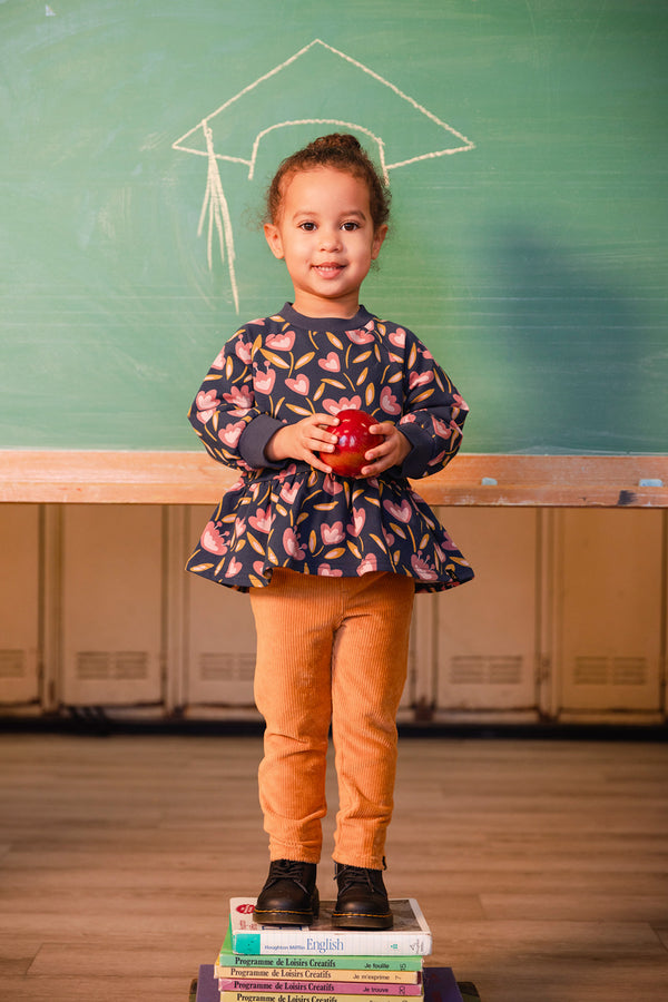 French Terry Top Blue Tulip Print