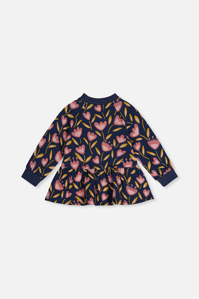 French Terry Top Blue Tulip Print