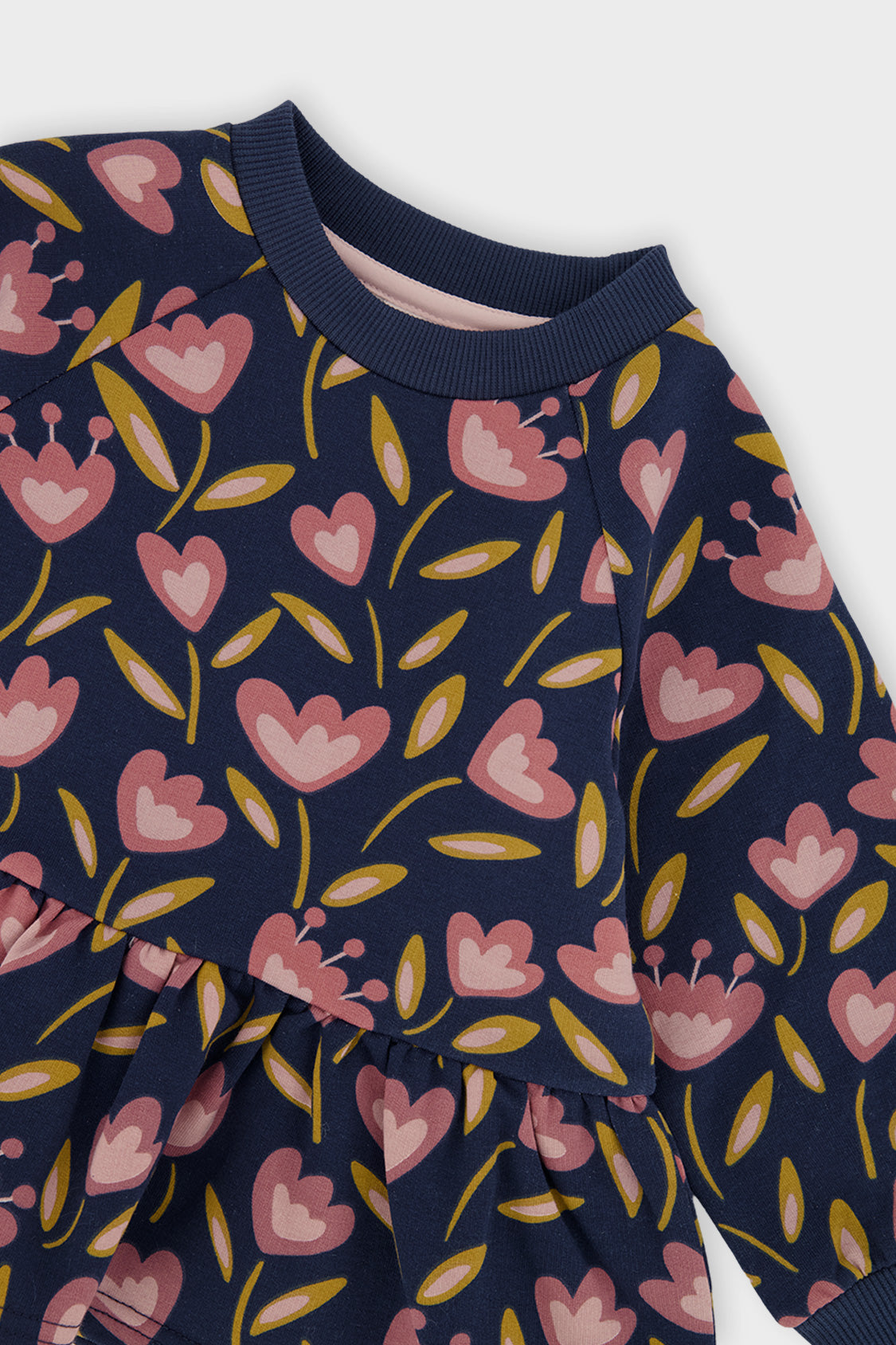 French Terry Top Blue Tulip Print