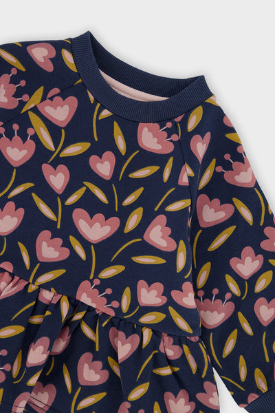 French Terry Top Blue Tulip Print