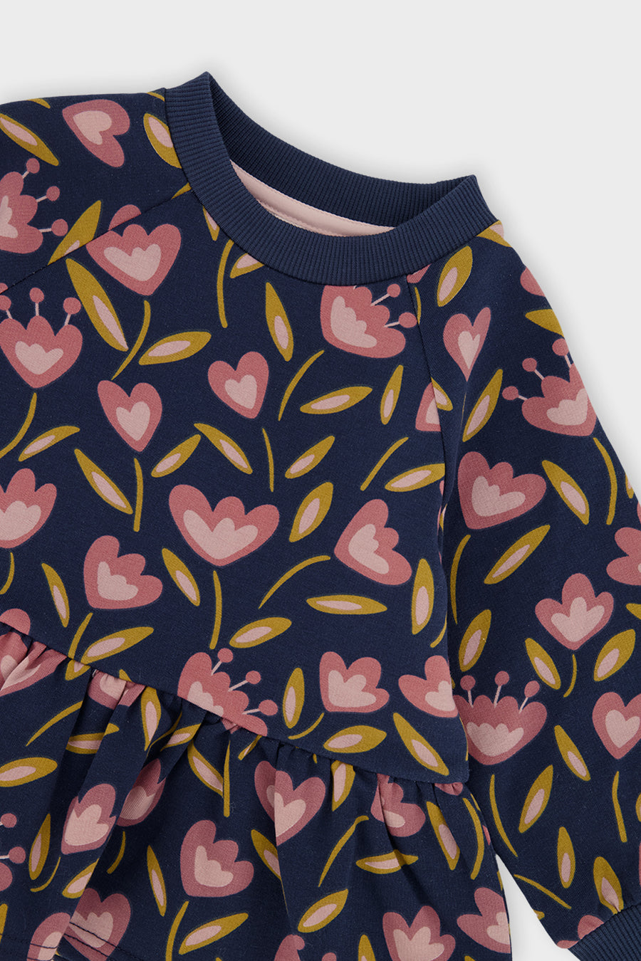 French Terry Top Blue Tulip Print
