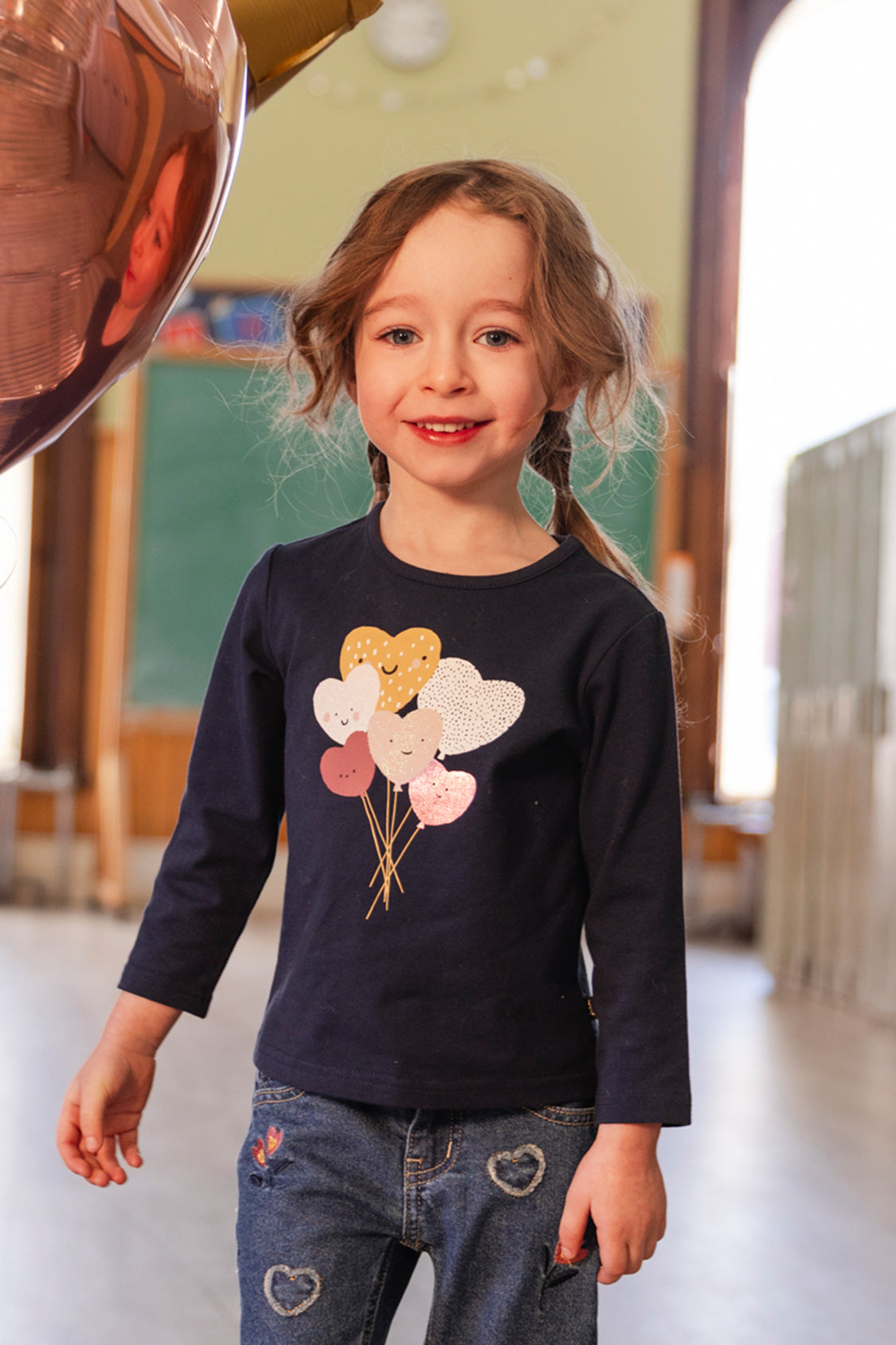 Bio-Baumwoll-T-Shirt in Königsblau und Pink