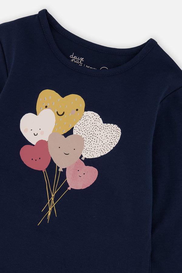 Bio-Baumwoll-T-Shirt in Königsblau und Pink