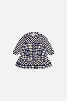 Baby Shirt Dress With Frills Blue And White Gingham Print