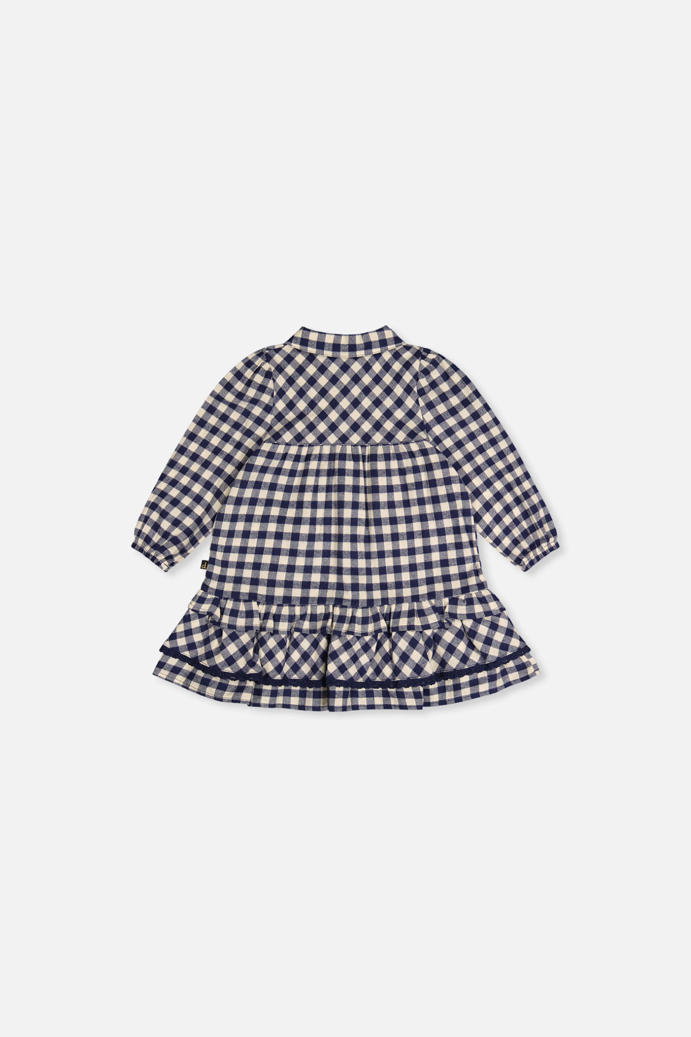 Baby-Kleid mit Rüschen in Blau-Weiß kariertem Muster