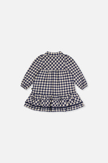 Baby Shirt Dress With Frills Blue And White Gingham Print