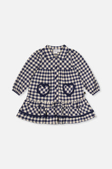 Shirt Dress With Frills Blue And White Gingham Print