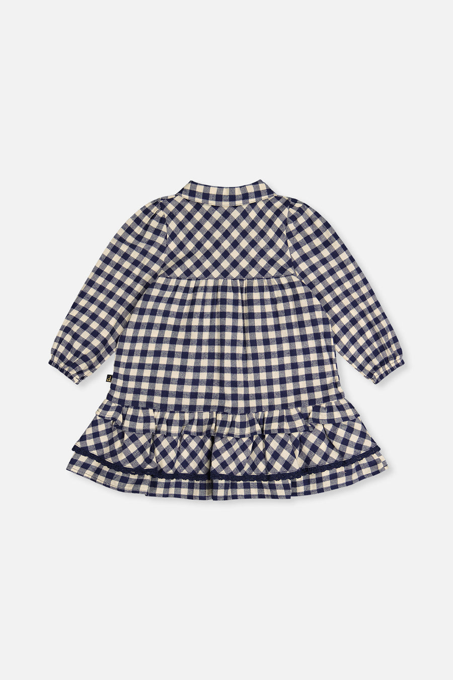 Shirt Dress With Frills Blue And White Gingham Print