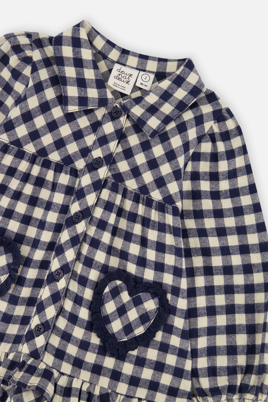 Shirt Dress With Frills Blue And White Gingham Print
