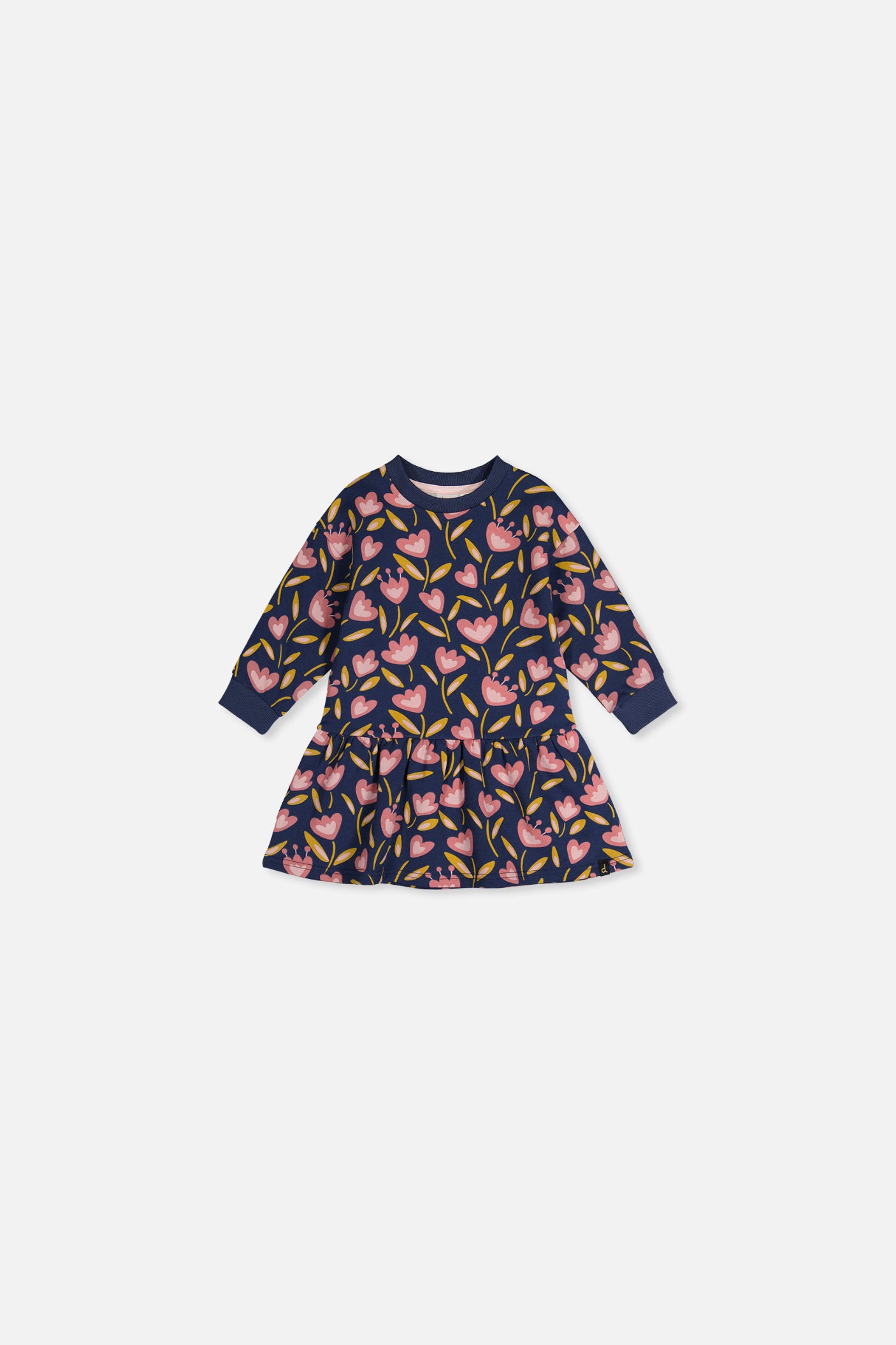Baby French Terry Dress Blue Tulip Print