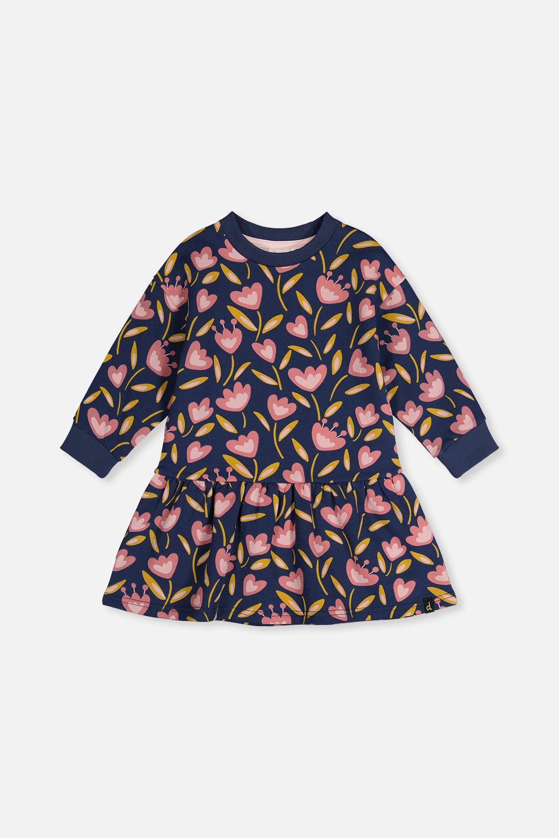 French Terry Dress Blue Tulip Print