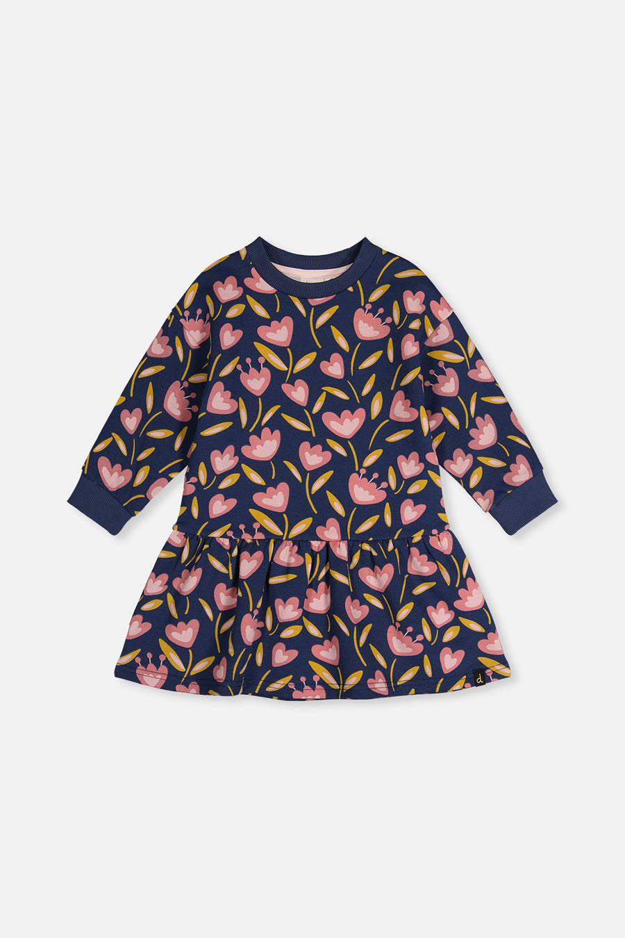 Robe en molleton bleu imprimé tulipes