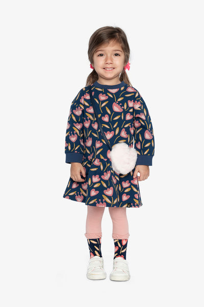 French Terry Dress Blue Tulip Print