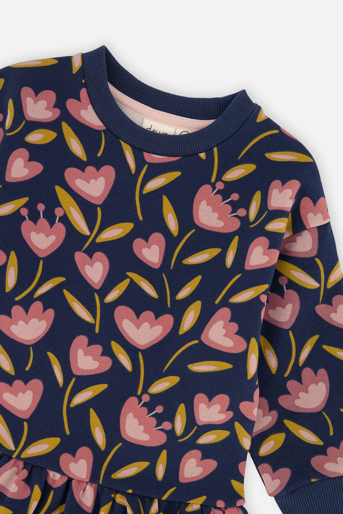 French Terry Dress Blue Tulip Print