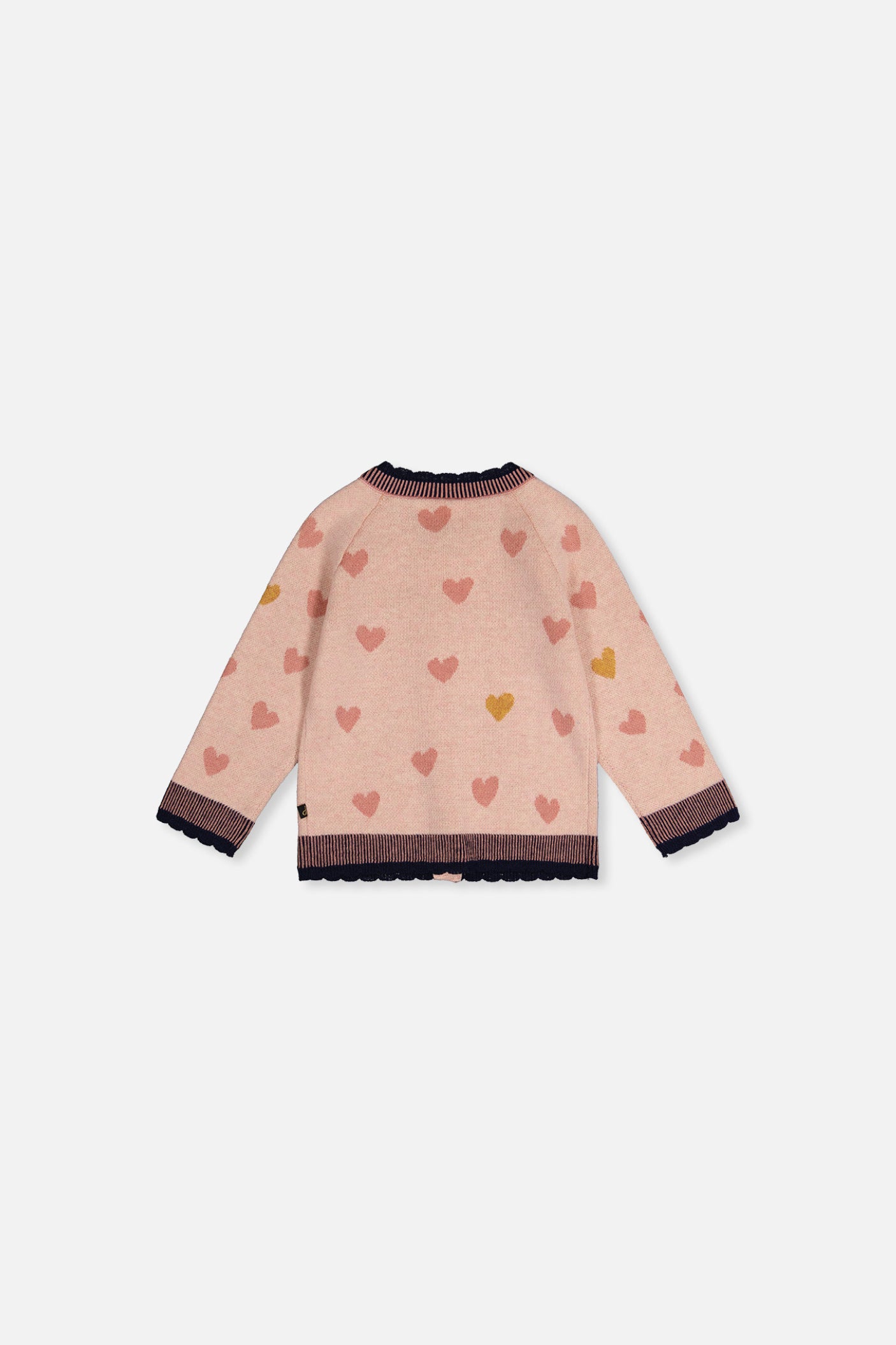 Baby Knitted Jacquard Cardigan Pale Dusty Pink And Navy