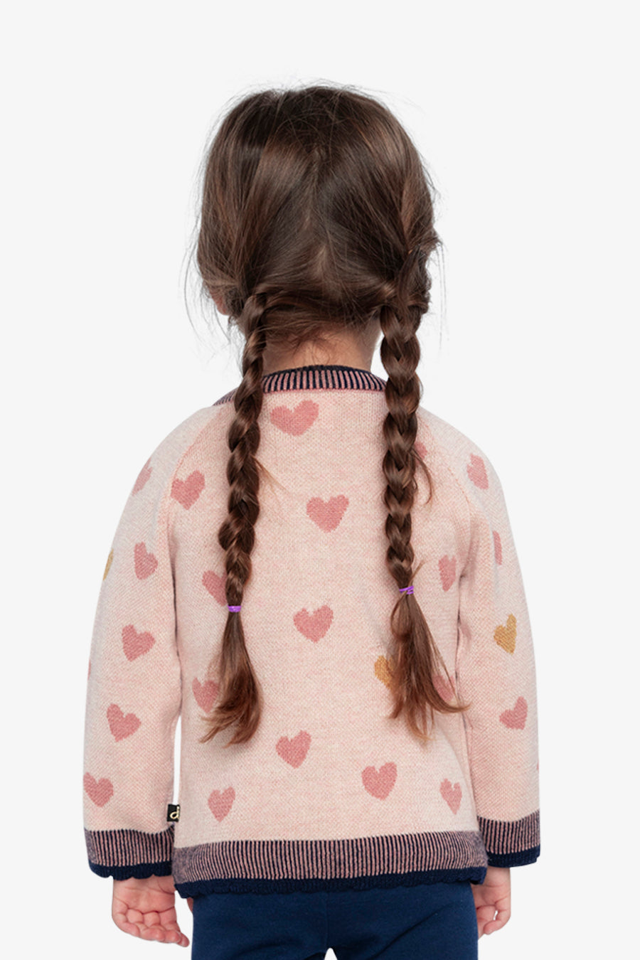 Knitted Jacquard Cardigan Pale Dusty Pink And Navy