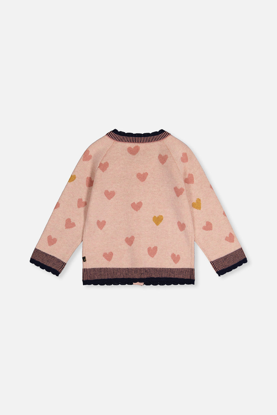 Knitted Jacquard Cardigan Pale Dusty Pink And Navy