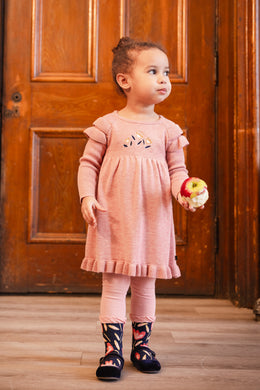 Robe en tricot rose