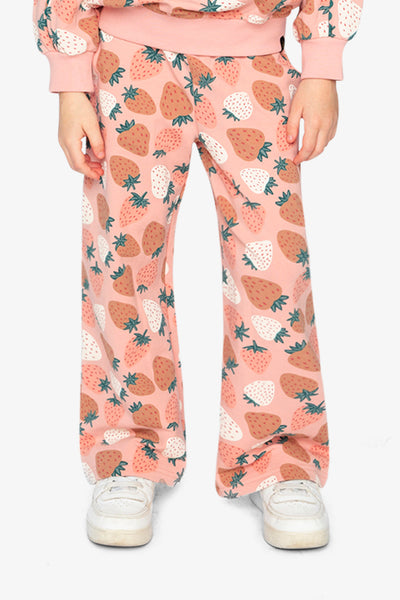 Wide Leg Sweatpants Pink Strawberry Print - J20G21_2J257
