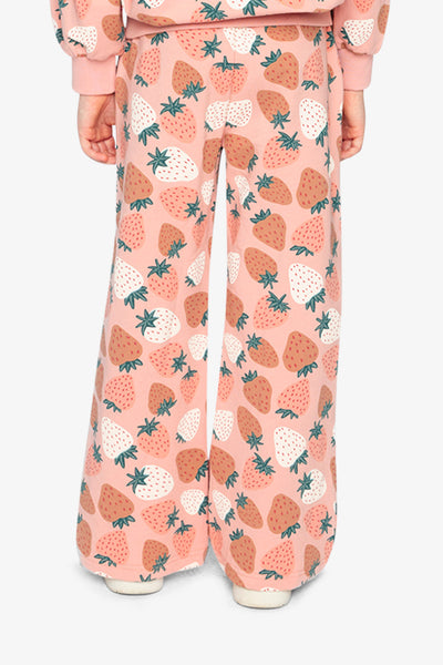 Wide Leg Sweatpants Pink Strawberry Print - J20G21_2J257