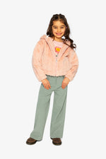 Faux Fur Hooded Cardigan Pink - J20G50_06500