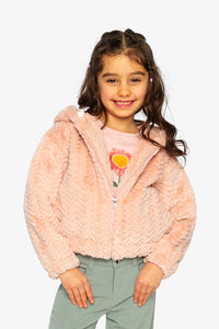 Faux Fur Hooded Cardigan Pink - J20G50_06500