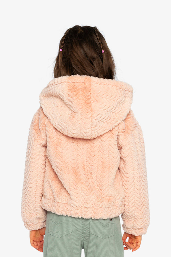 Faux Fur Hooded Cardigan Pink - J20G50_06500