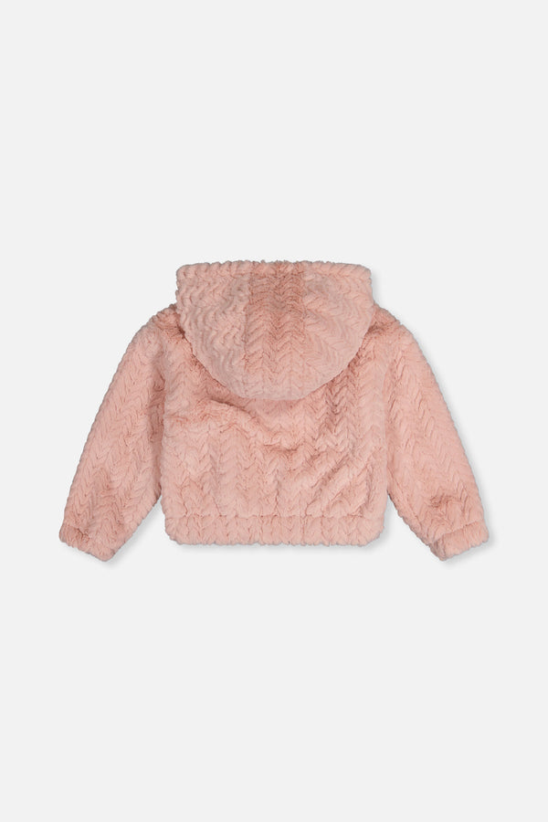 Faux Fur Hooded Cardigan Pink - J20G50_06500