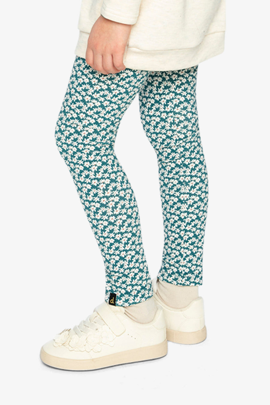 Organic Cotton Leggings Green Daisy Print - J20G60_2J258