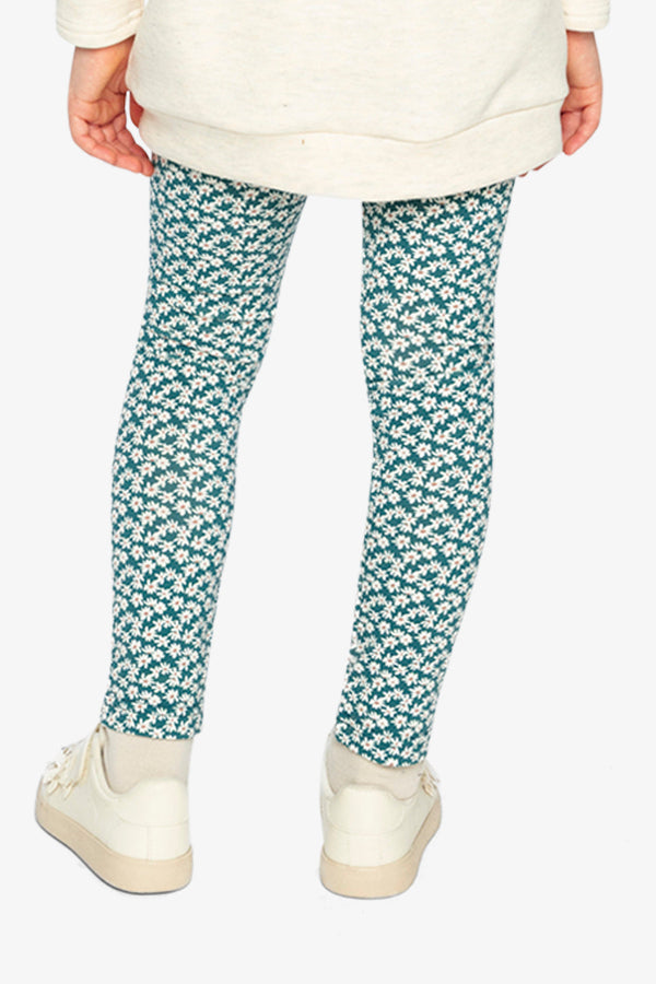 Organic Cotton Leggings Green Daisy Print - J20G60_2J258