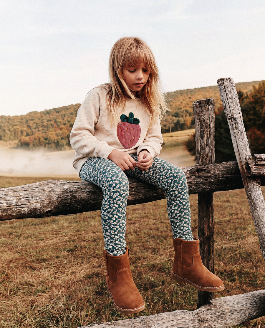 Legging vert imprimé marguerites en coton biologique