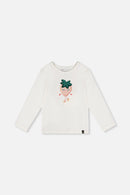Long Sleeve Organic Cotton Strawberry T-Shirt Off White - J20G70_01010