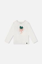 Long Sleeve Organic Cotton Strawberry T-Shirt Off White - J20G70_01010