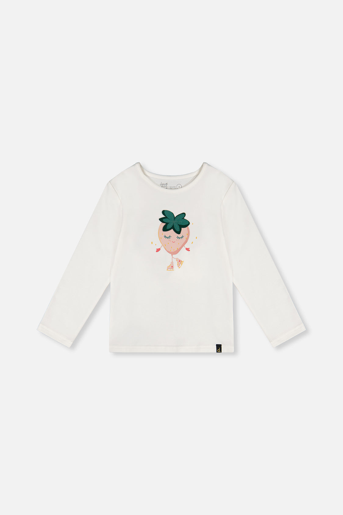 Long Sleeve Organic Cotton Strawberry T-Shirt Off White - J20G70_01010